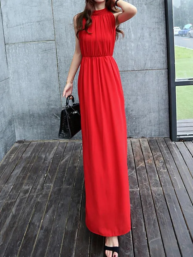 Summer Chiffon Sleeveless Bohemia Maxi Dress