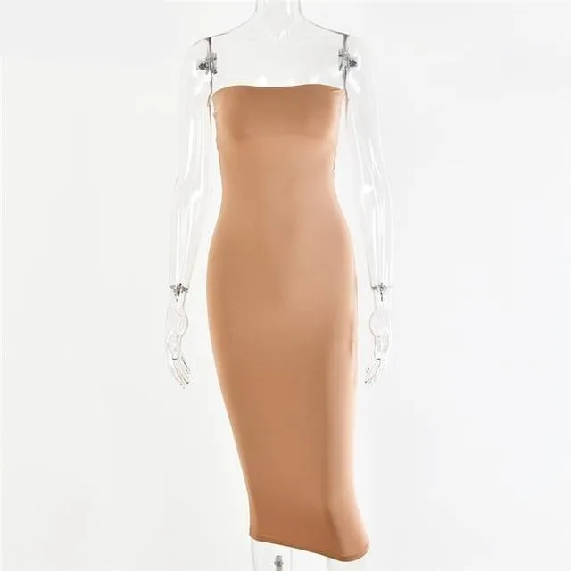 TEEK - Straight Tube Long Bodycon Dress