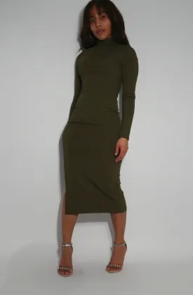 Turtle Neck Knitted Midi Dress