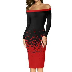 Vamp Off The Shoulder Long Sleeve Dress