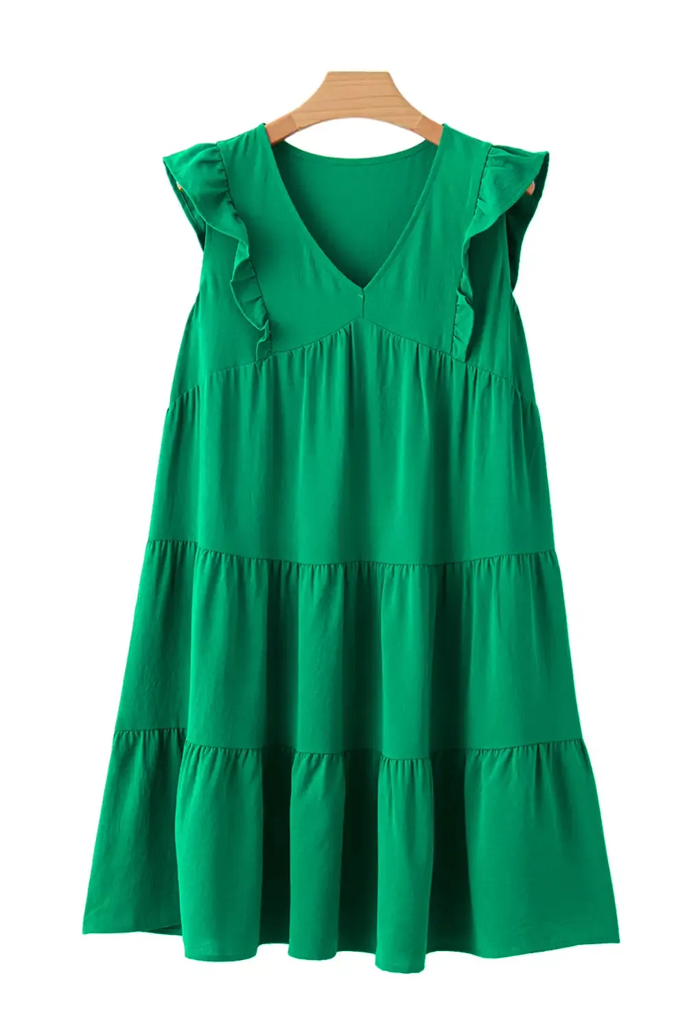 Vibrant Green Ruffle Mini Dress