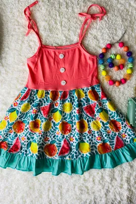 Watermelons, peaches, & lemons girls swirl dress XCH0888-21H