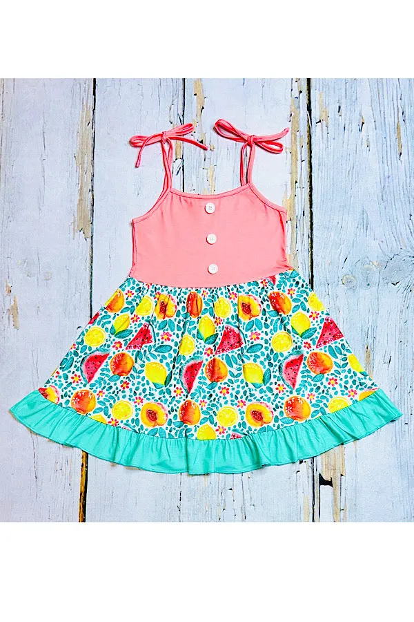 Watermelons, peaches, & lemons girls swirl dress XCH0888-21H