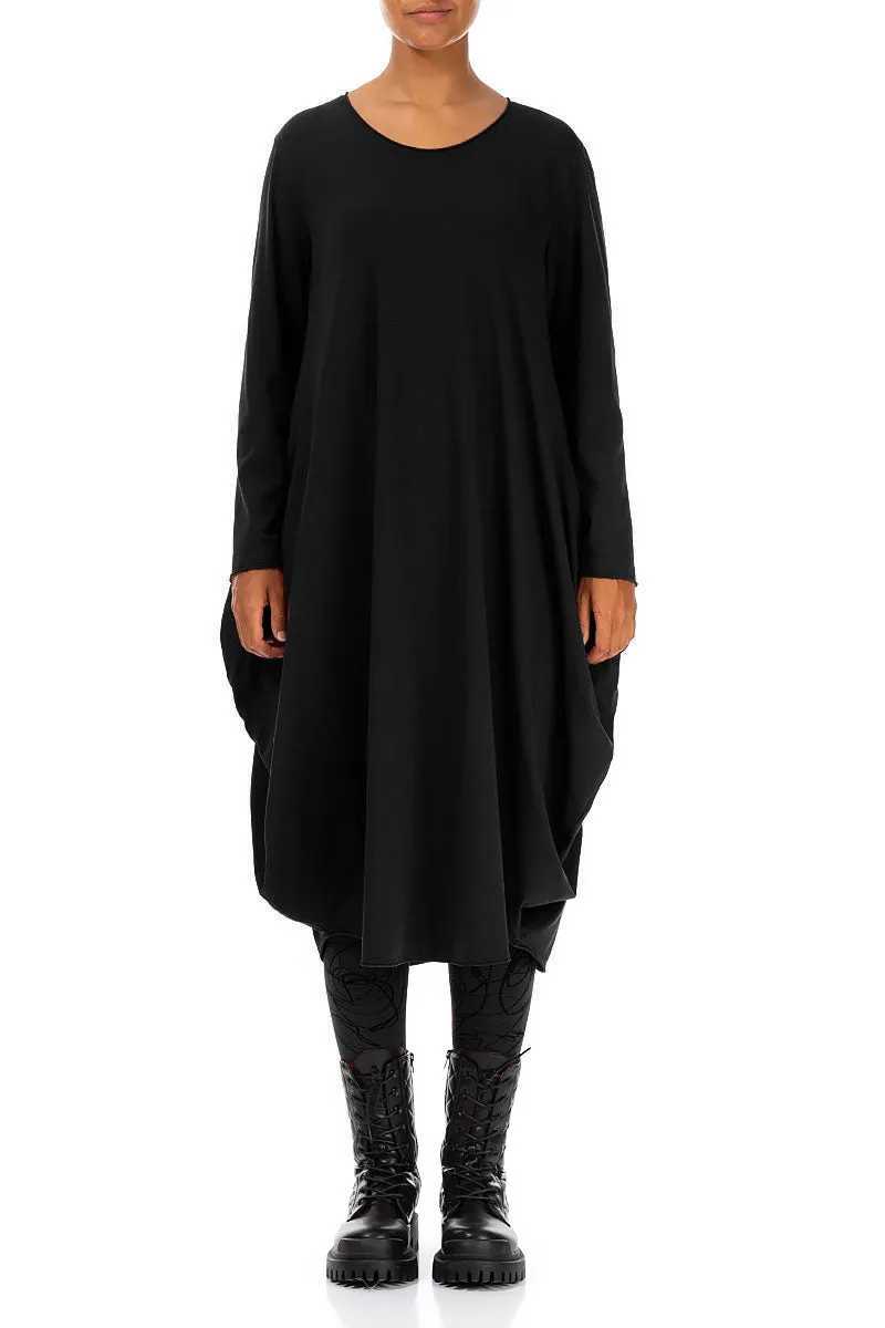 Wide Black Cotton Dress