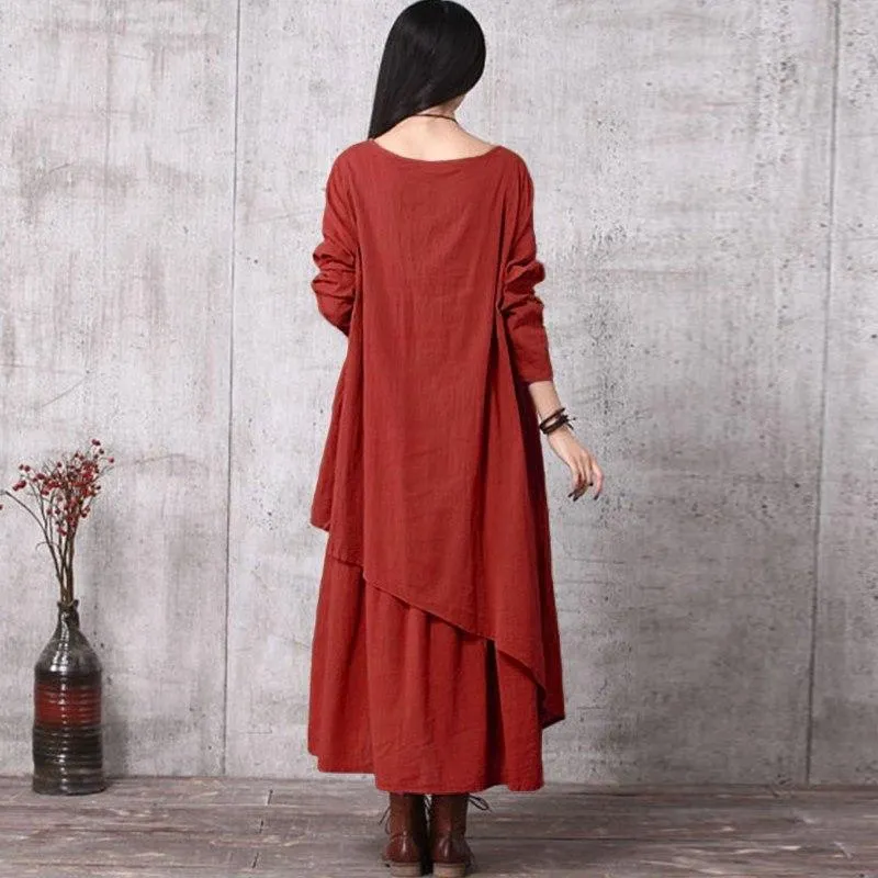 Zen Daya Vintage Asymmetrical Maxi Dress