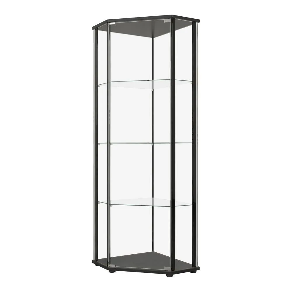 Zenobia Glass Shelf Curio Cabinet Clear and Black